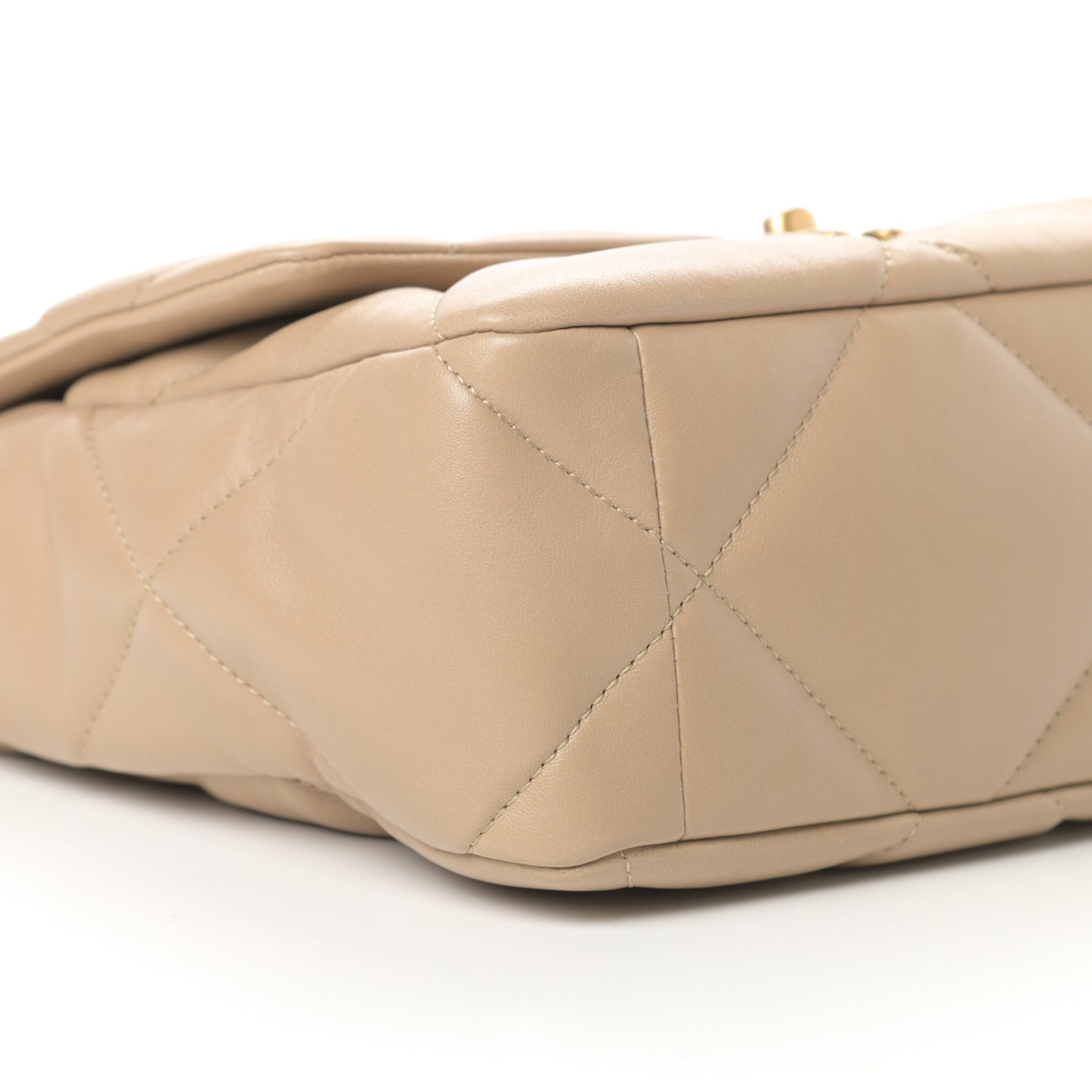 Lambskin Quilted Large Chanel 19 Flap Dark Beige