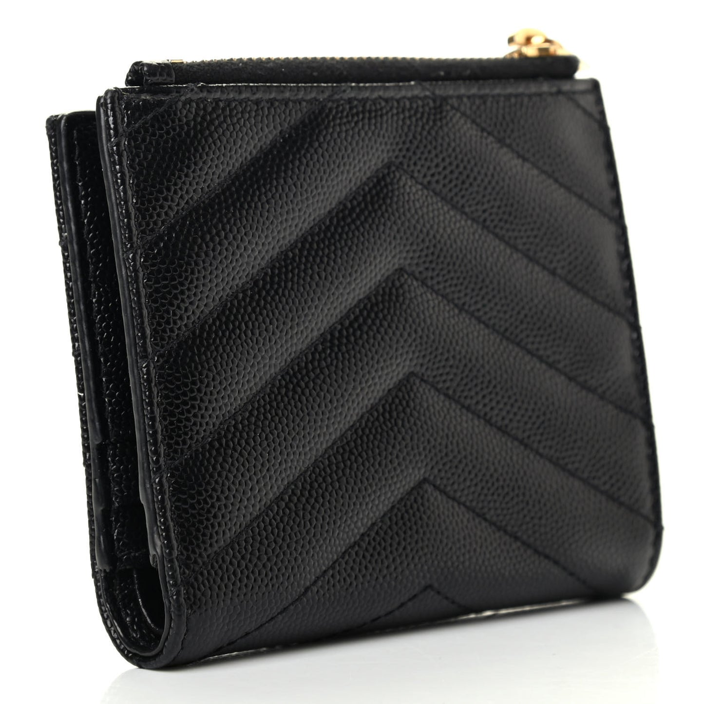 Grain De Poudre Matelasse Chevron Monogram Zipped Card Case Black