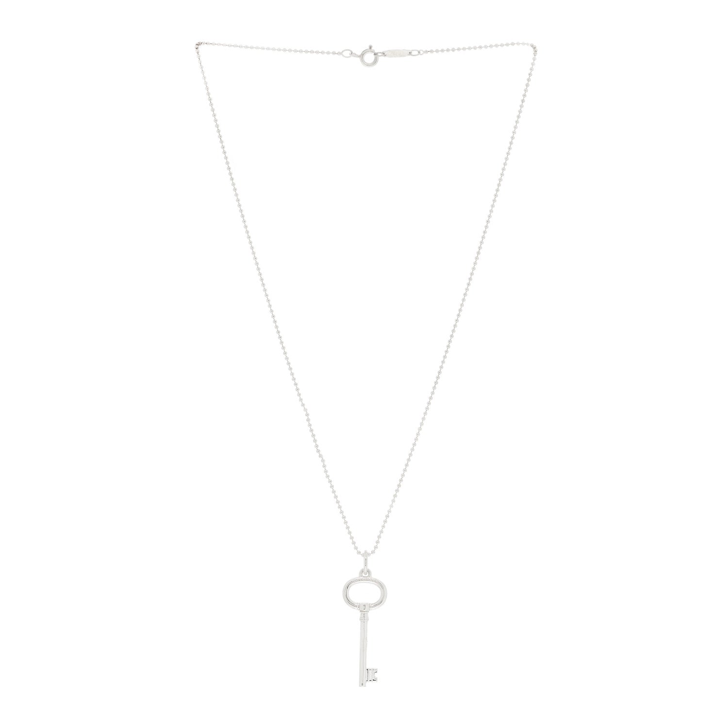 Tiffany Sterling Silver Small Oval Key Pendant Necklace 2 of 4