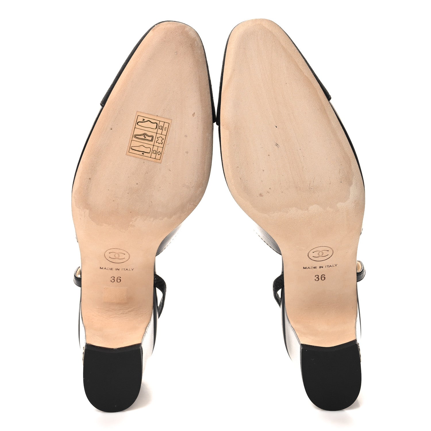 Chanel Goatskin Grosgrain Cap Toe CC Slingback Sandals 36 Black 5 of 9