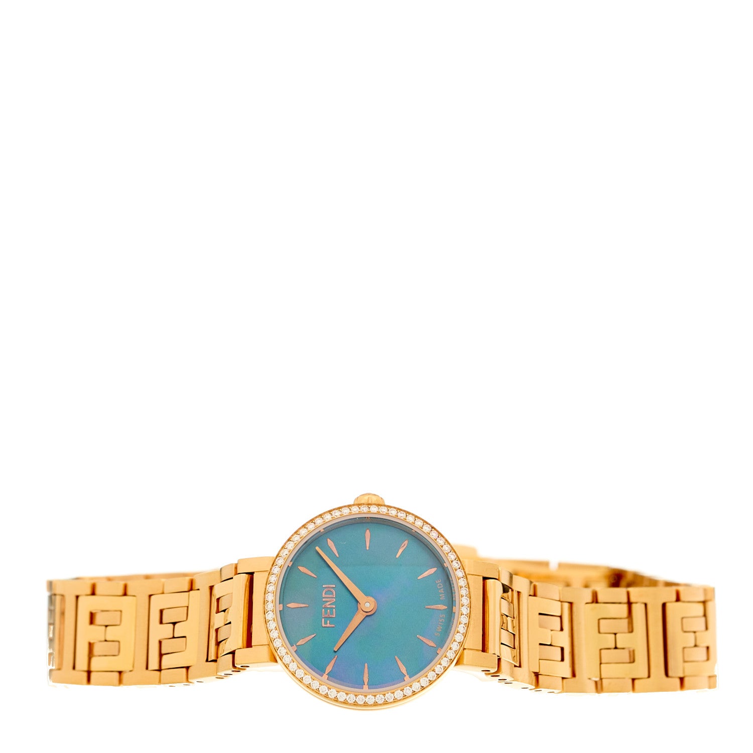 Fendi Stainless Steel Diamond Bezel Blue Mother of Pearl 19mm Fendi Forever Quartz Watch 2 of 4