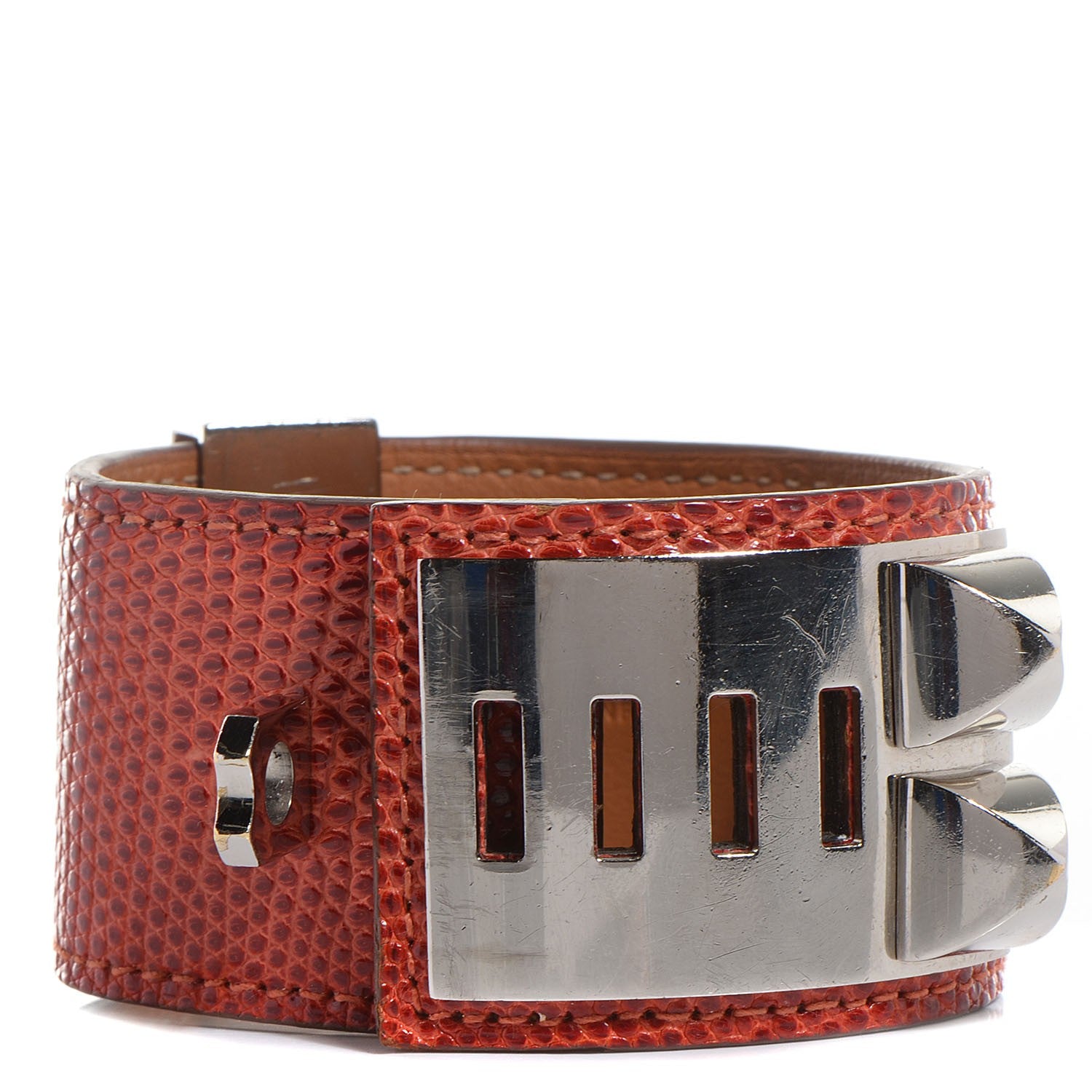 Hermes Lizard Collier De Chien CDC Bracelet Small Sanguine 5 of 9