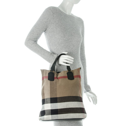 Burberry Canvas Mega Check Medium Tottenham Brit Tote Black 3 of 9