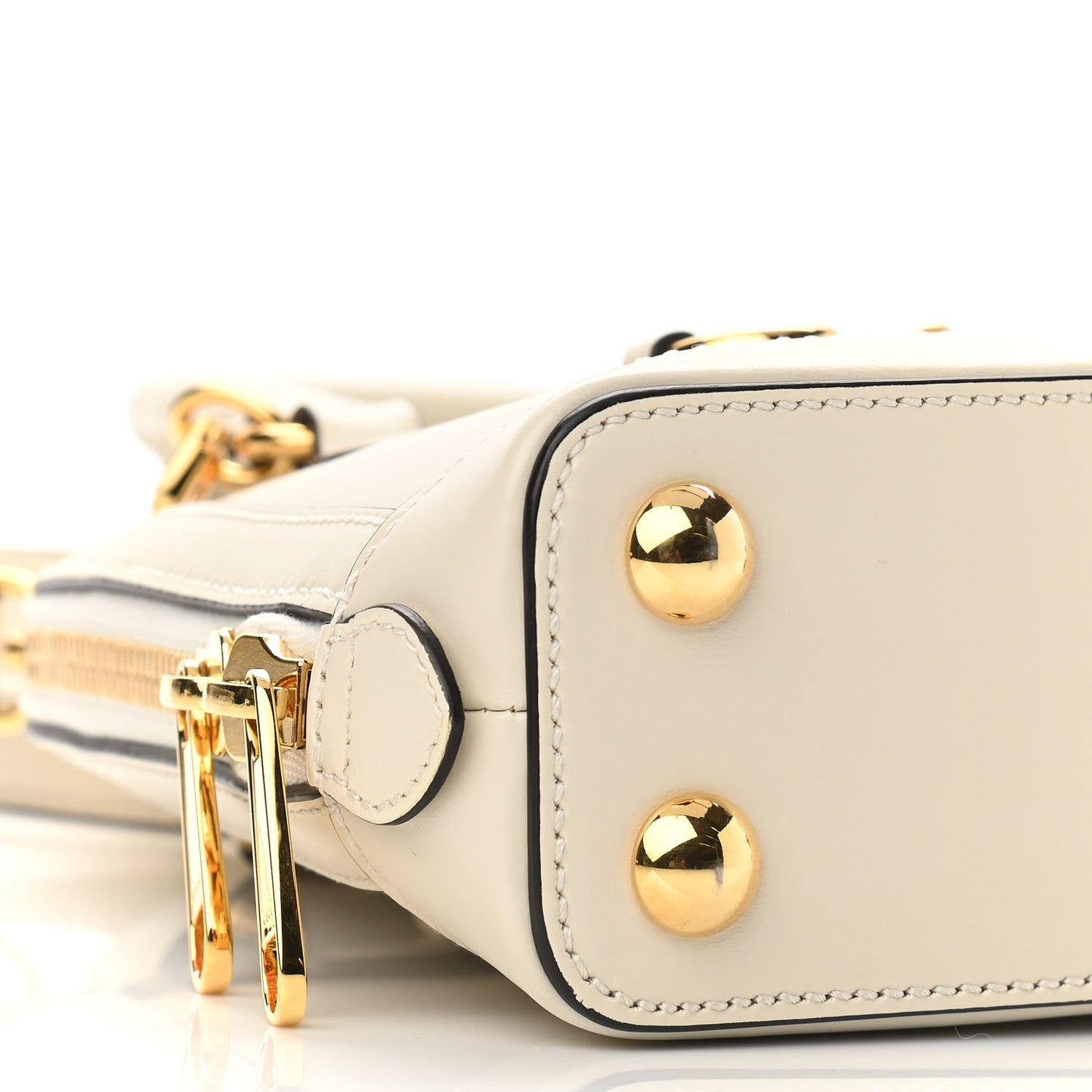 Boarded Plutone Calfskin Mini Horsebit 1955 Top Handle Bag Mystic White