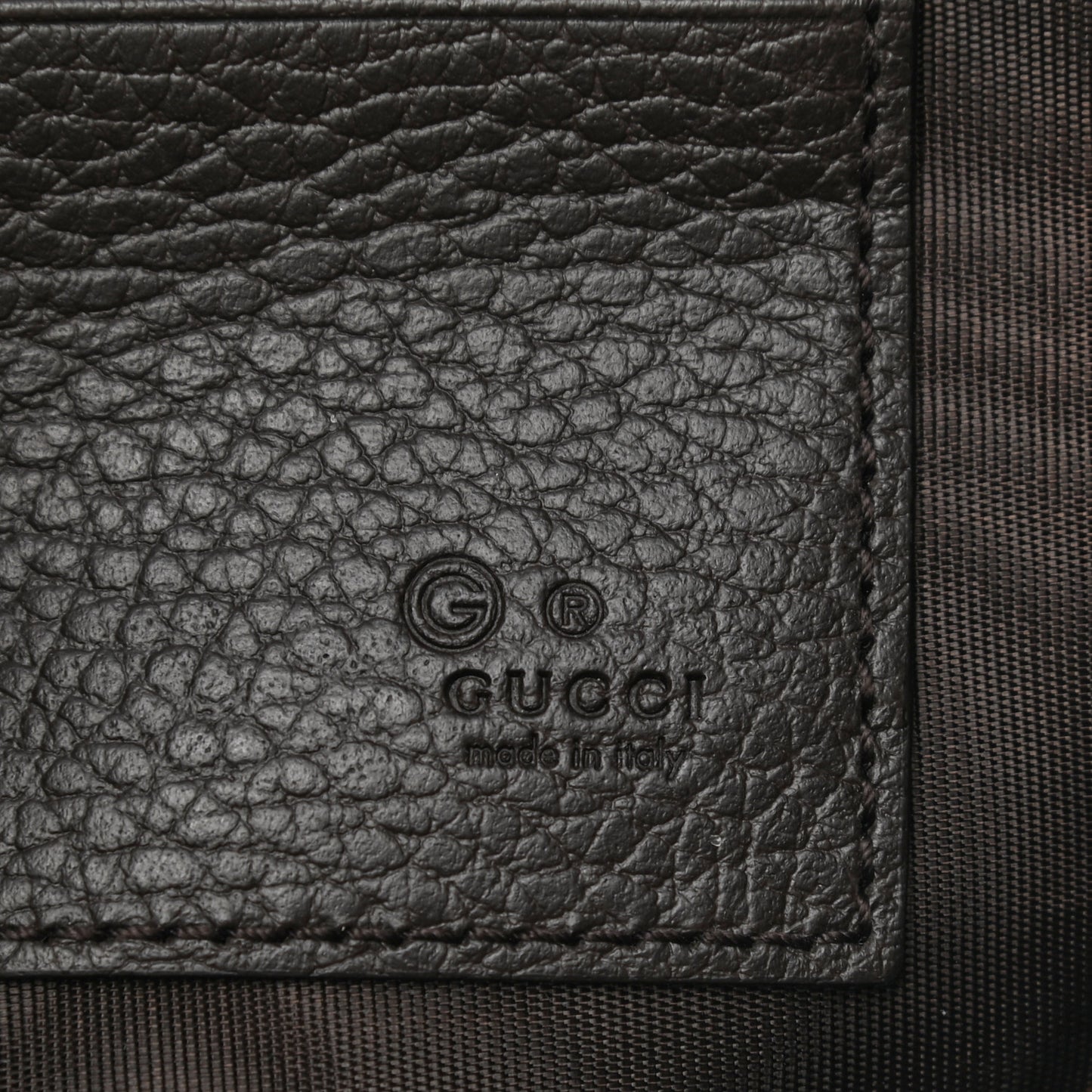 Grained Calfskin Zip Wristlet Pouch Brown