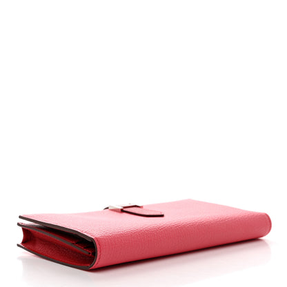 Hermes Chèvre Mysore Bi-Color Bearn Gusset Wallet Rose Lipstick Rouge Casaque 4 of 8