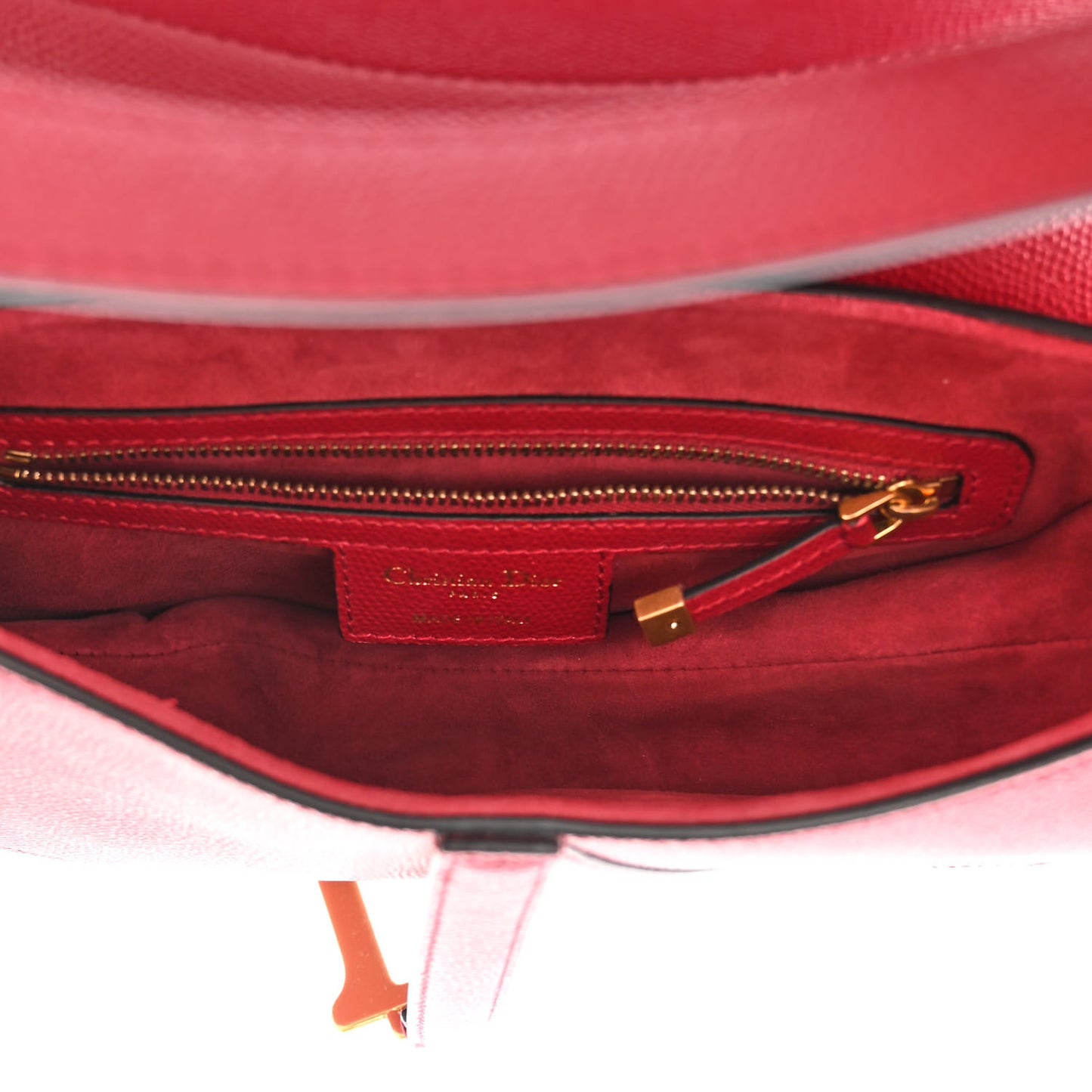 Grained Calfskin Saddle Bag Red