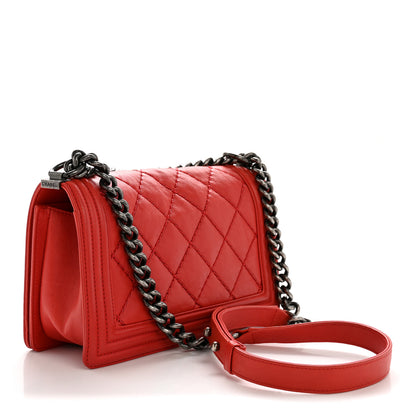 Chanel Calfskin Quilted Double Stitch Medium Boy Flap Red 3 of 14