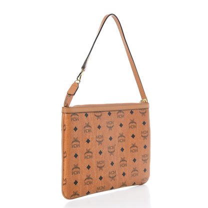 MCM Visetos Liz Shopper Tote Pouch Cognac 3 of 7