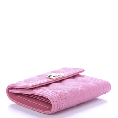 Chanel Caviar Quilted Boy Compact Wallet Pink 4 of 7