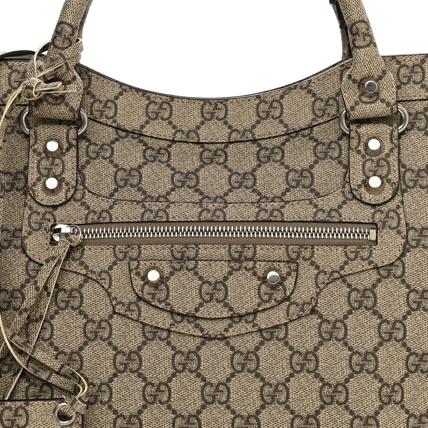 X GUCCI GG Supreme Monogram Neo Classic Silver Hardware City Beige Ebony
