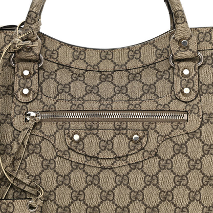 Balenciaga X GUCCI GG Supreme Monogram Neo Classic Silver Hardware City Beige Ebony 8 of 10