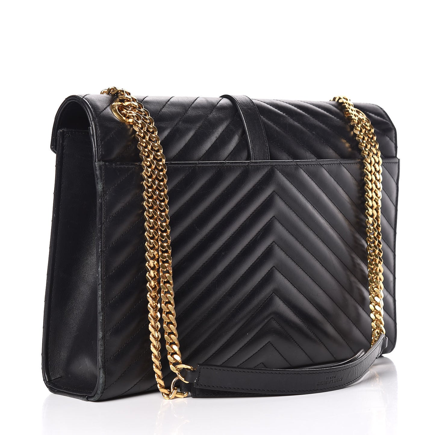 Smooth Calfskin Matelasse Chevron Large Monogram Satchel Black