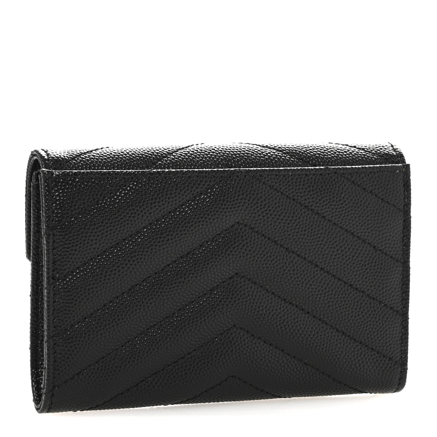 Grain De Poudre Matelasse Chevron Small Monochrome Monogram Envelope Wallet Black