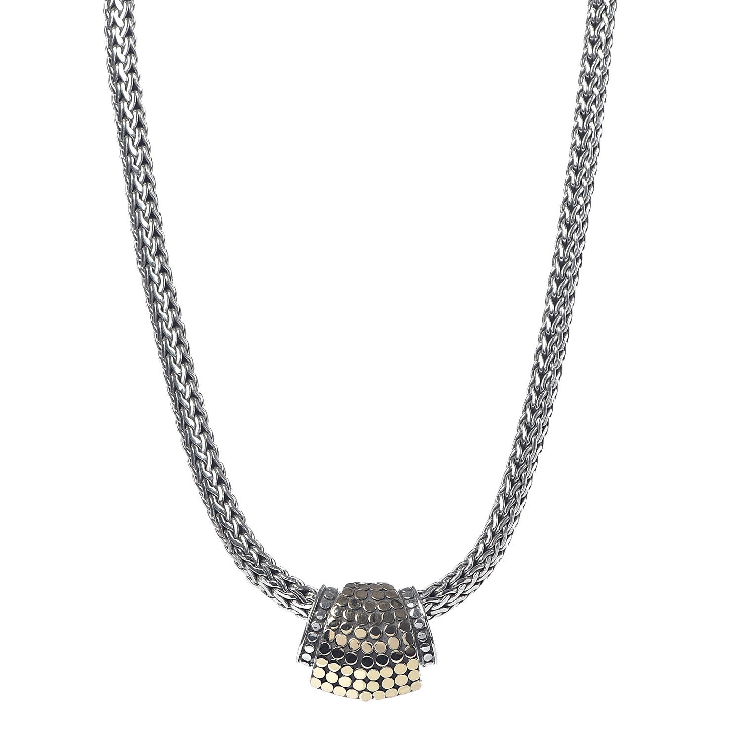 Sterling Silver 18K Yellow Gold Dot Slide Pendant Necklace