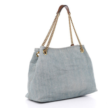 Gucci Denim Medium Soho Chain Shoulder Bag Blue 3 of 16
