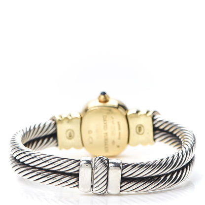 David Yurman Sterling Silver 18K Yellow Gold Diamond Bezel Mother of Pearl 21mm Classic Cable Quartz Watch 3 of 6
