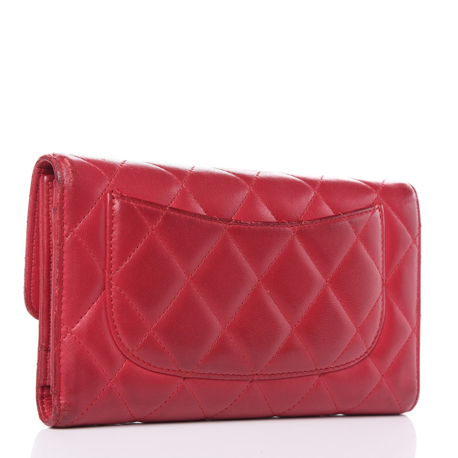 Chanel Lambskin Quilted Large Flap Wallet Dark Pink 3 of 17