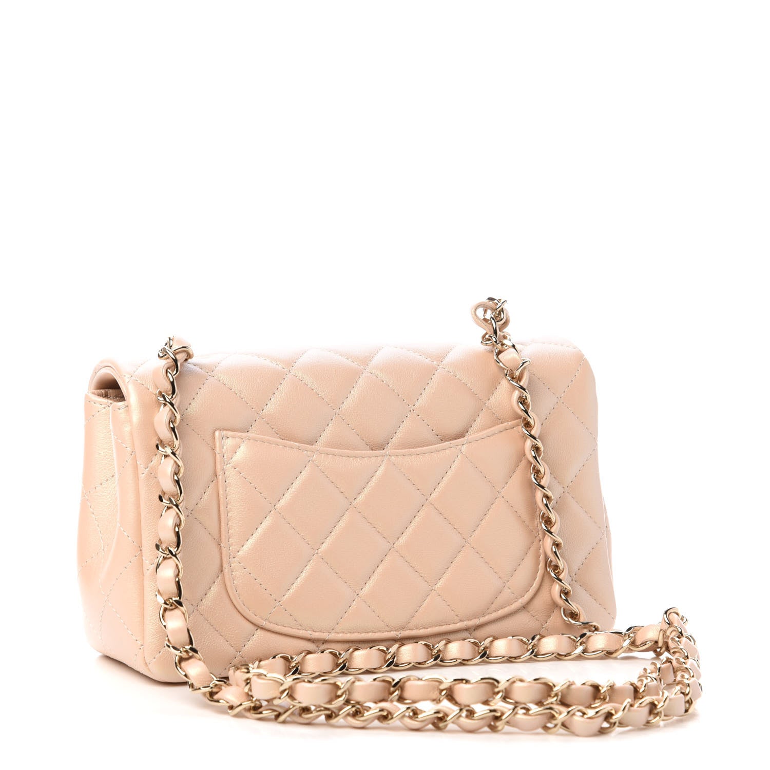 Chanel Iridescent Lambskin Quilted Mini Rectangular Flap Beige 3 of 11