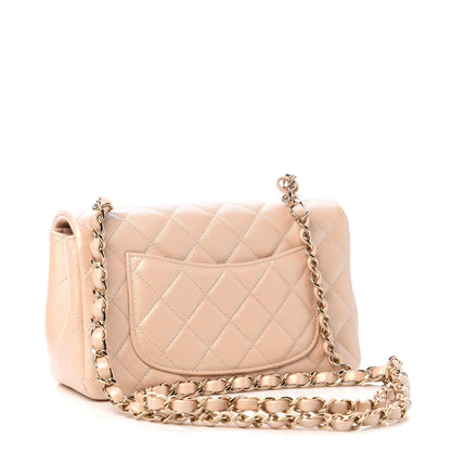 Chanel Iridescent Lambskin Quilted Mini Rectangular Flap Beige 3 of 11