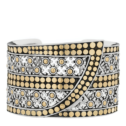 John Hardy Sterling Silver 18K Yellow Gold Wide Jaisalmer Dot Kick Cuff Bracelet 1 of 3