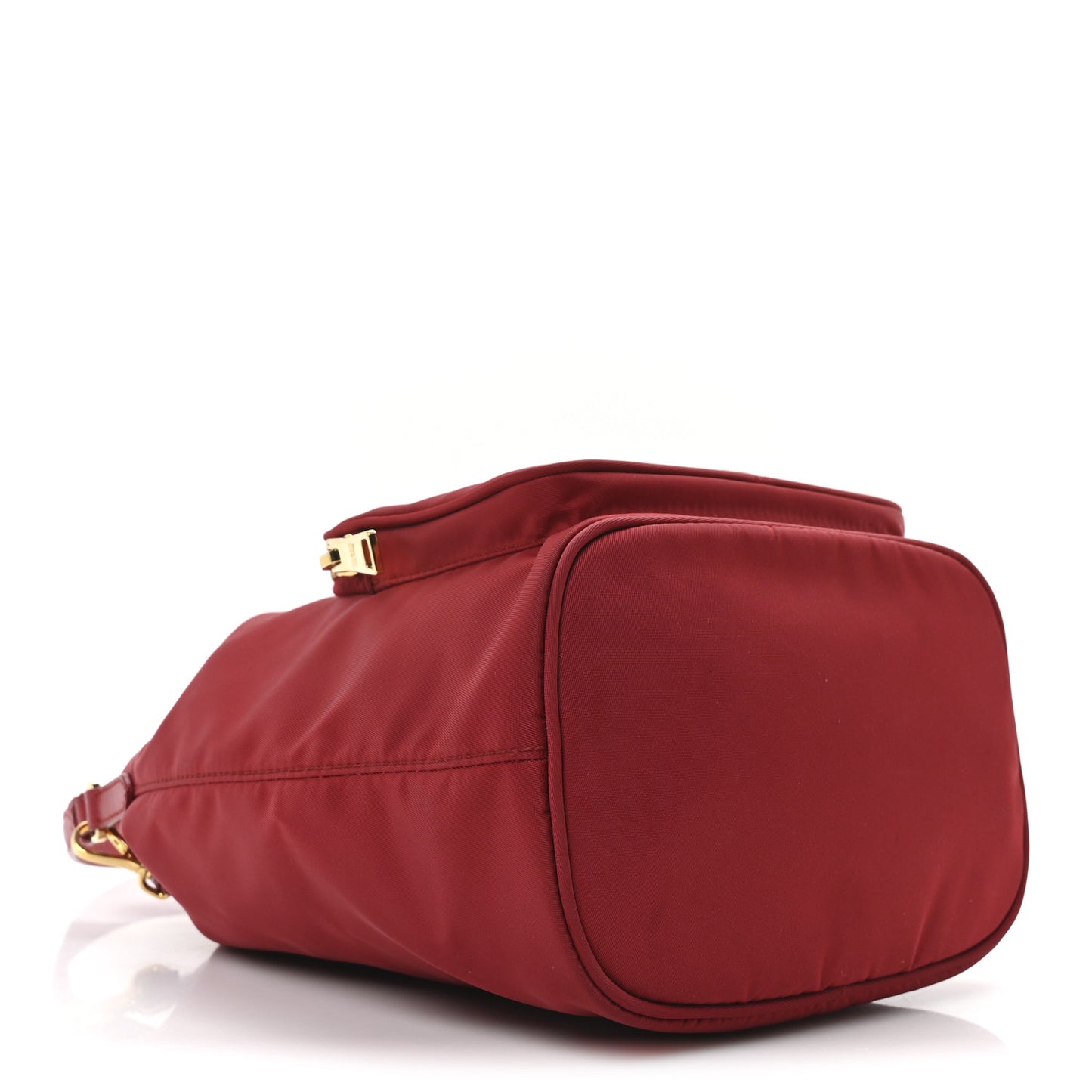 Nylon Vela Saffiano Mini Bucket Crossbody Bag Fuoco