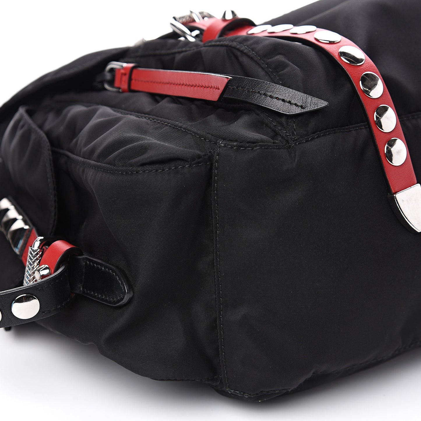 Nylon New Vela Studded Messenger Black Fuoco