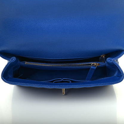 Chanel Caviar Chevron Quilted Small Coco Handle Flap Blue 4 of 4