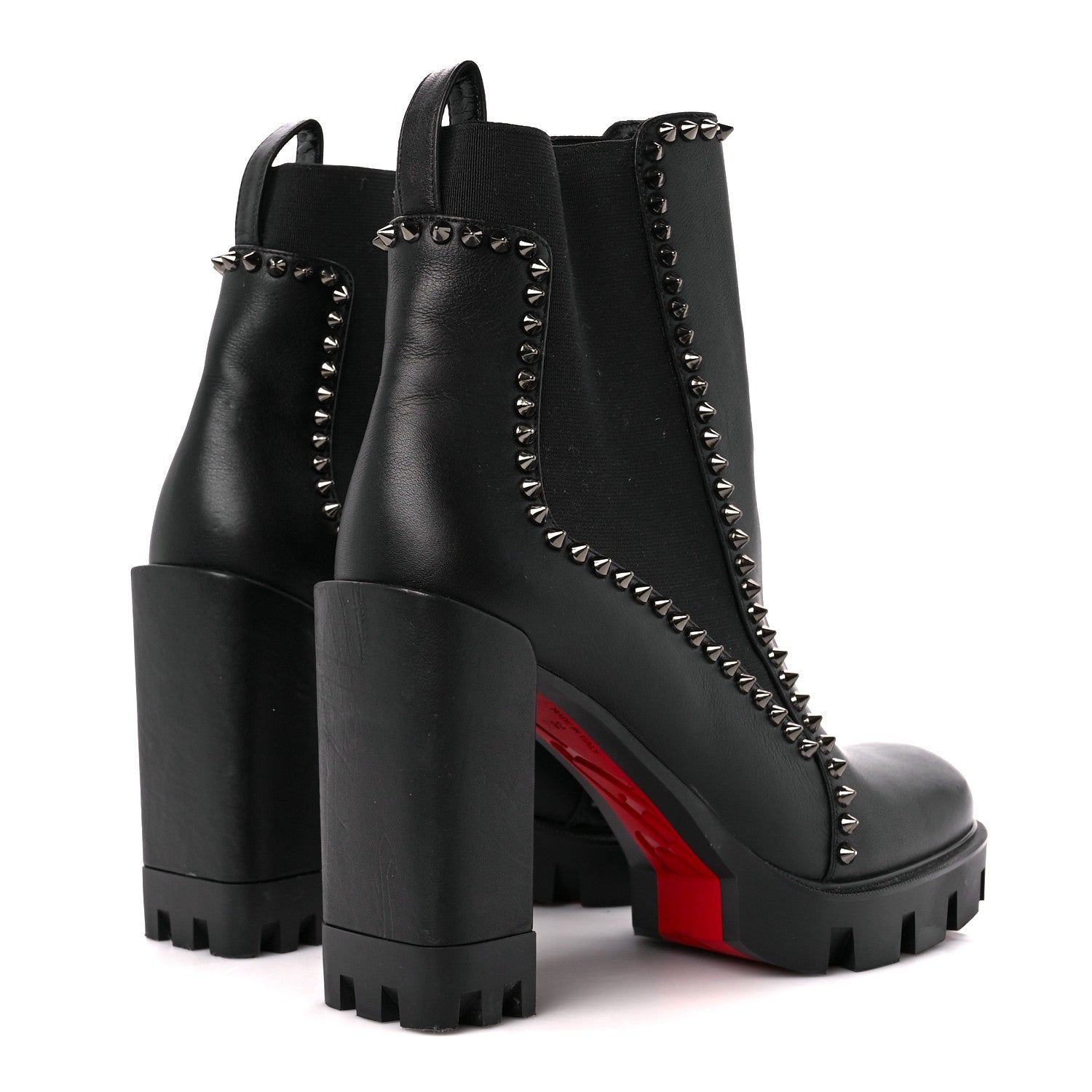 Christian Louboutin Nappa Out Line Spike Lug 100 Boots 38.5 Black 4 of 8