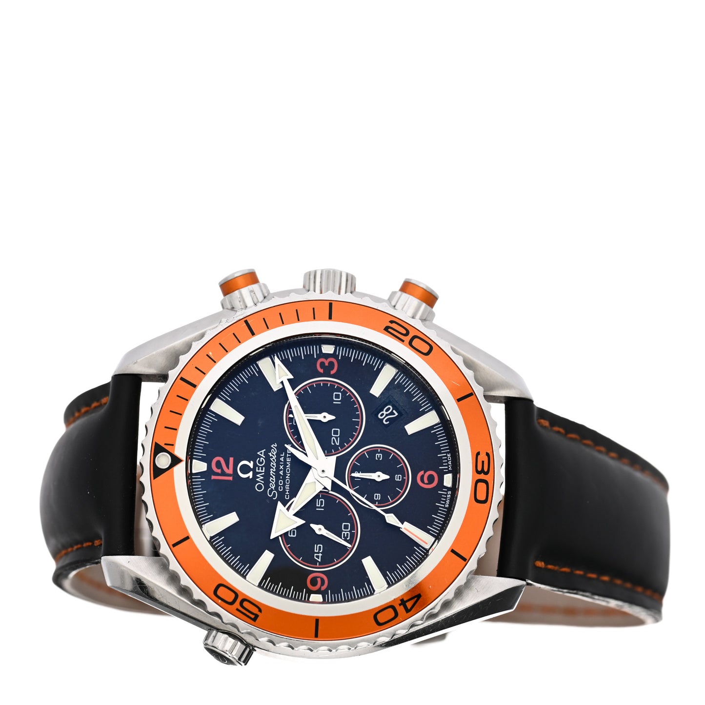 Stainless Steel Calfskin 45mm Seamaster Planet Ocean Chronograph Automatic Watch Black 2918.50.00