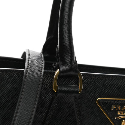 Prada Saffiano Small Galleria Double Zip Tote Black Talco 11 of 13