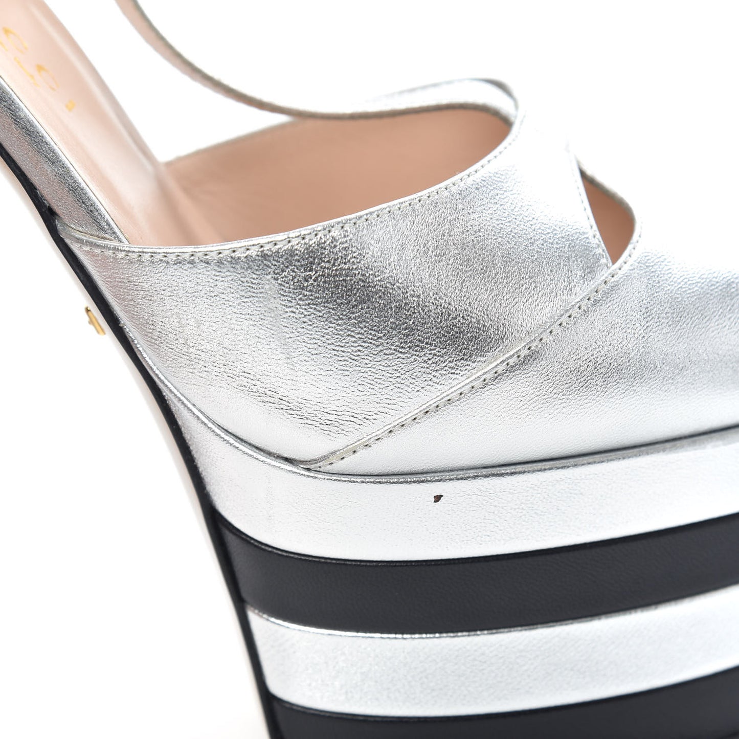 Nappa Angel T-Strap Platform High Heel Pumps 39.5 Argento
