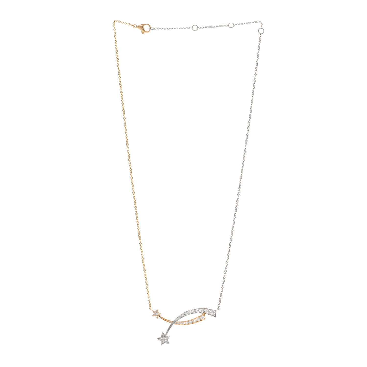 Chanel 18K White Yellow Gold Diamond Etoile Filante Necklace 3 of 5