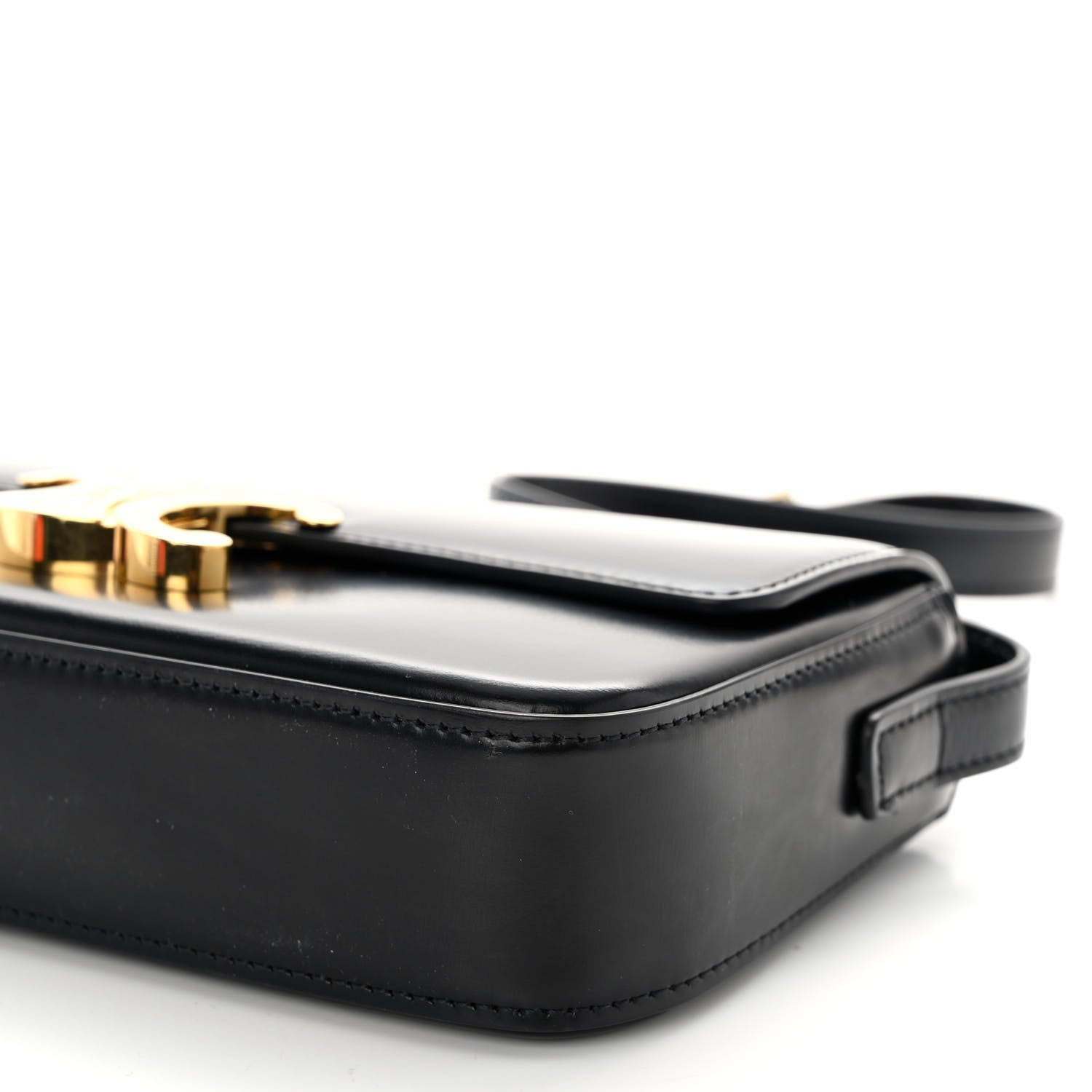 Celine Shiny Calfskin Triomphe Shoulder Bag Black 10 of 10