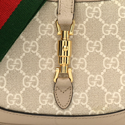 Gucci GG Supreme Monogram Textured Dollar Calfskin Mini Jackie 1961 Hobo Beige Mystic White Oatmeal 9 of 14