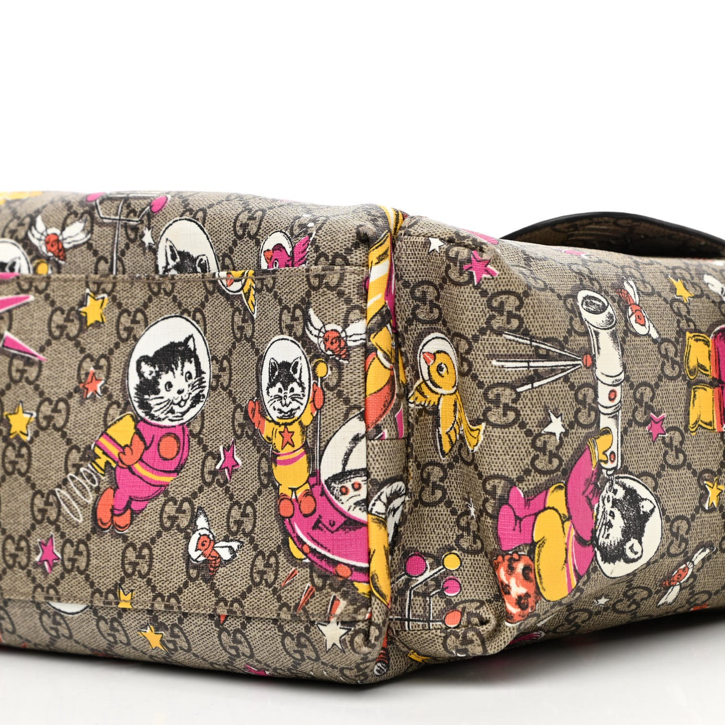 GG Supreme Monogram Space Cats Diaper Bag Orange