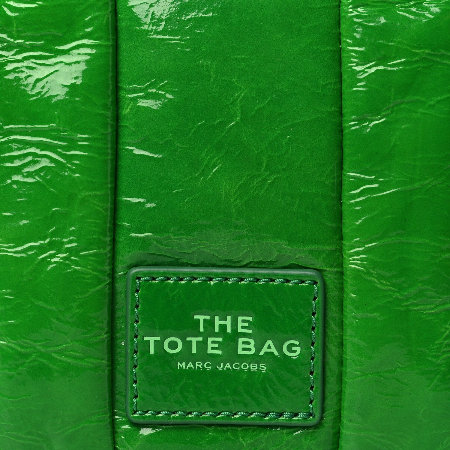 Marc Jacobs Shiny Crinkled Calfskin Mini The Tote Bag Green Glow 8 of 10