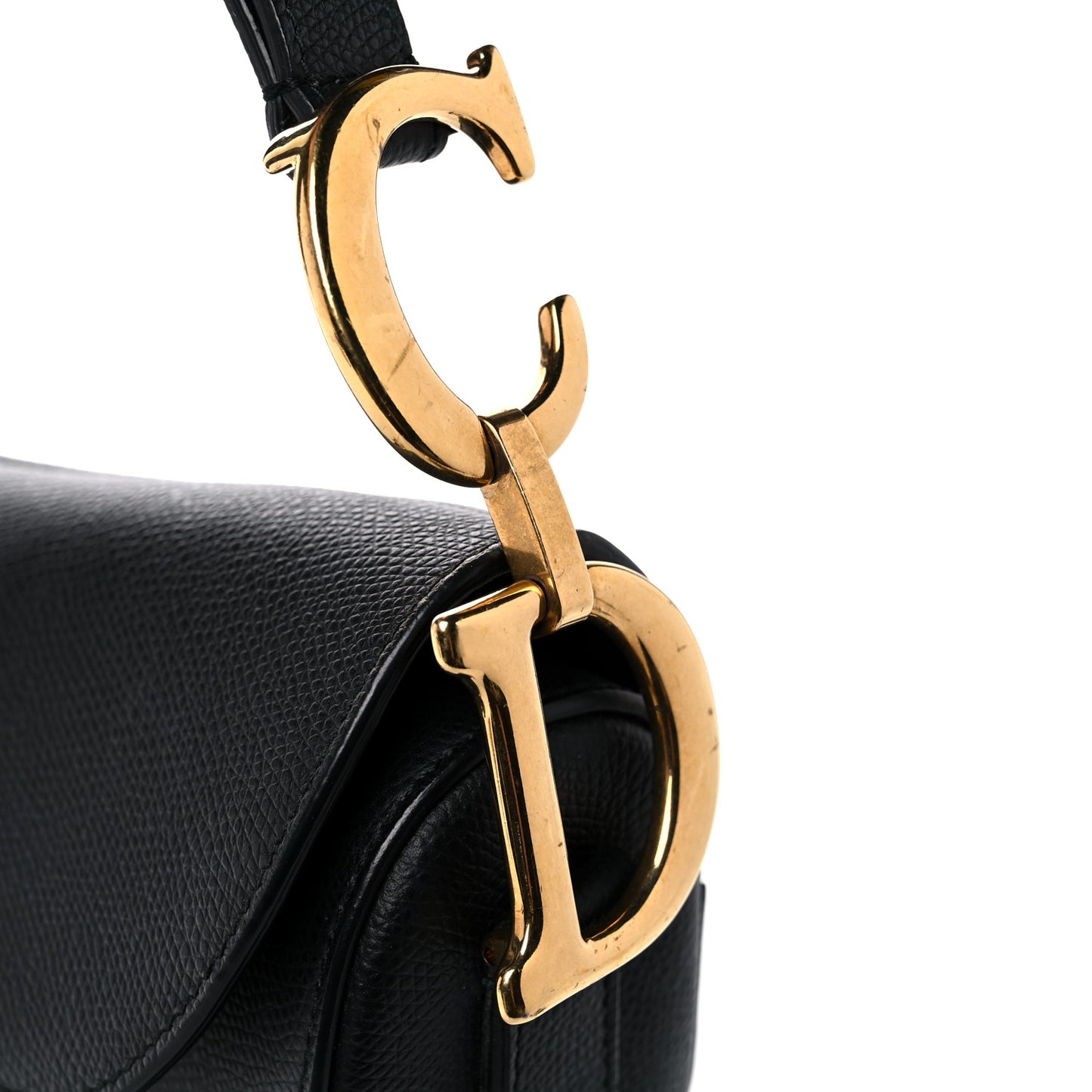 Grained Calfskin Saddle Bag Black