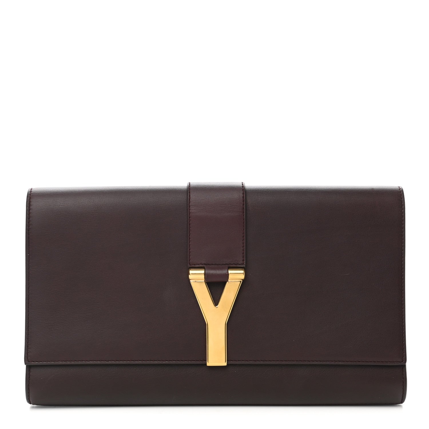 Saint Laurent Textured Leather ChYc Clutch Burgundy 1 of 10