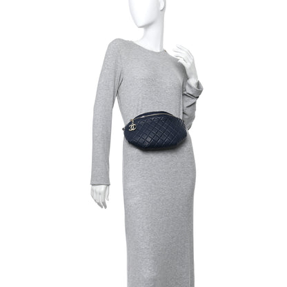Chanel Calfskin Quilted Banane Waist Bag Fanny Pack Navy 2 of 13