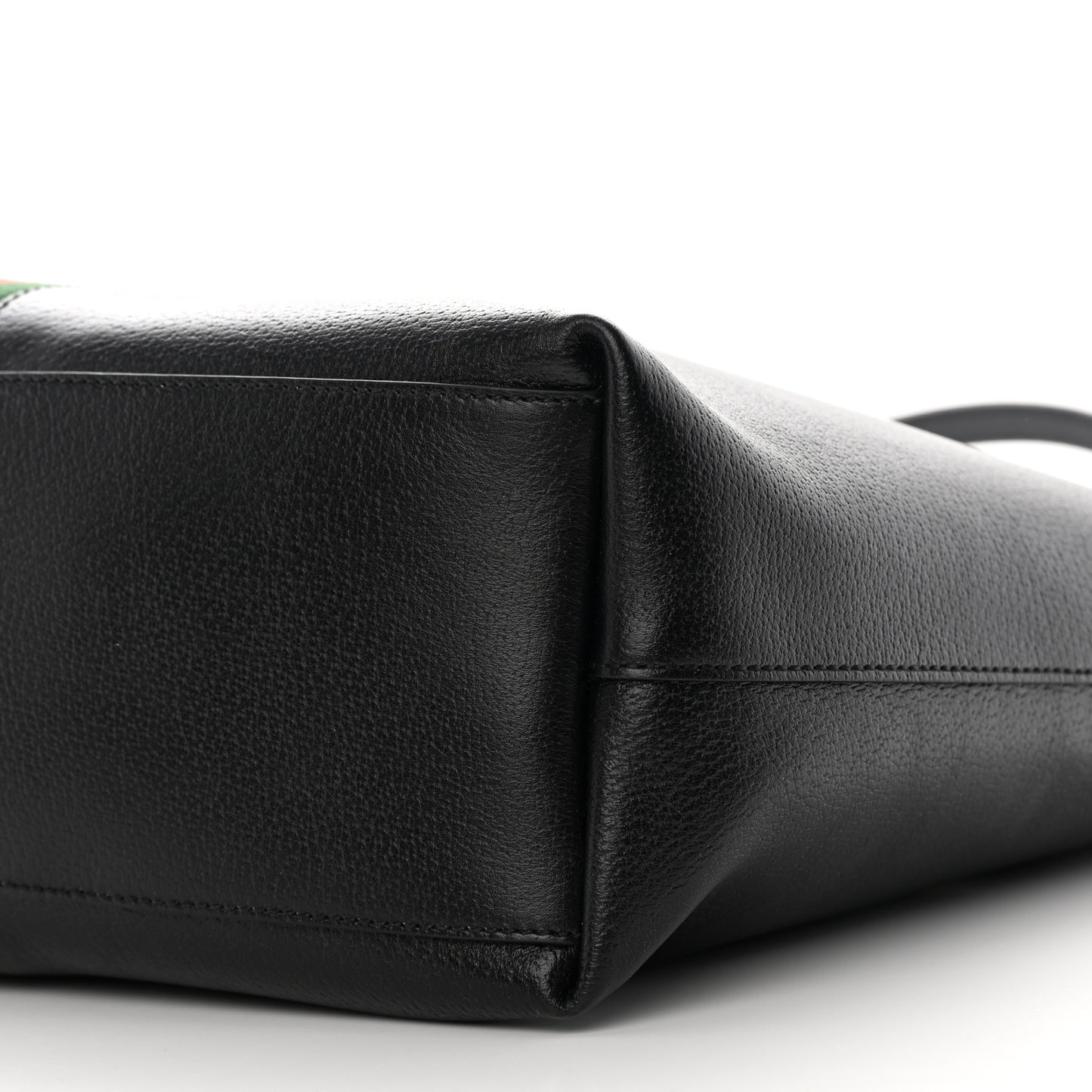 Textured Calfskin Web Medium Ophidia Shopping Tote Black
