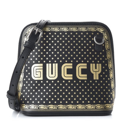 Gucci X SEGA Calfskin GUCCY Stars Mini Dome Shoulder Bag Black Gold 1 of 10