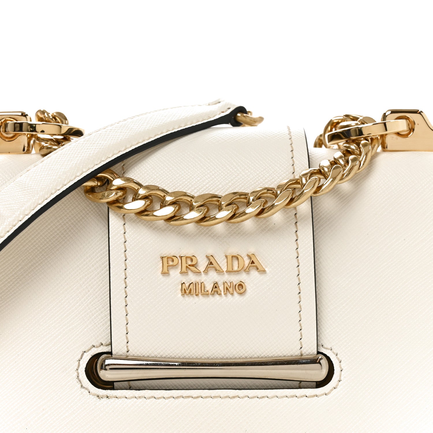 Prada Saffiano Lux Sidonie Small Chain Crossbody Bag White 7 of 9