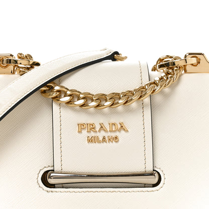 Prada Saffiano Lux Sidonie Small Chain Crossbody Bag White 7 of 9