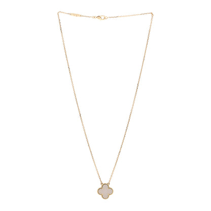 Van Cleef & Arpels 18K Yellow Gold Mother of Pearl Vintage Alhambra Pendant Necklace 3 of 5