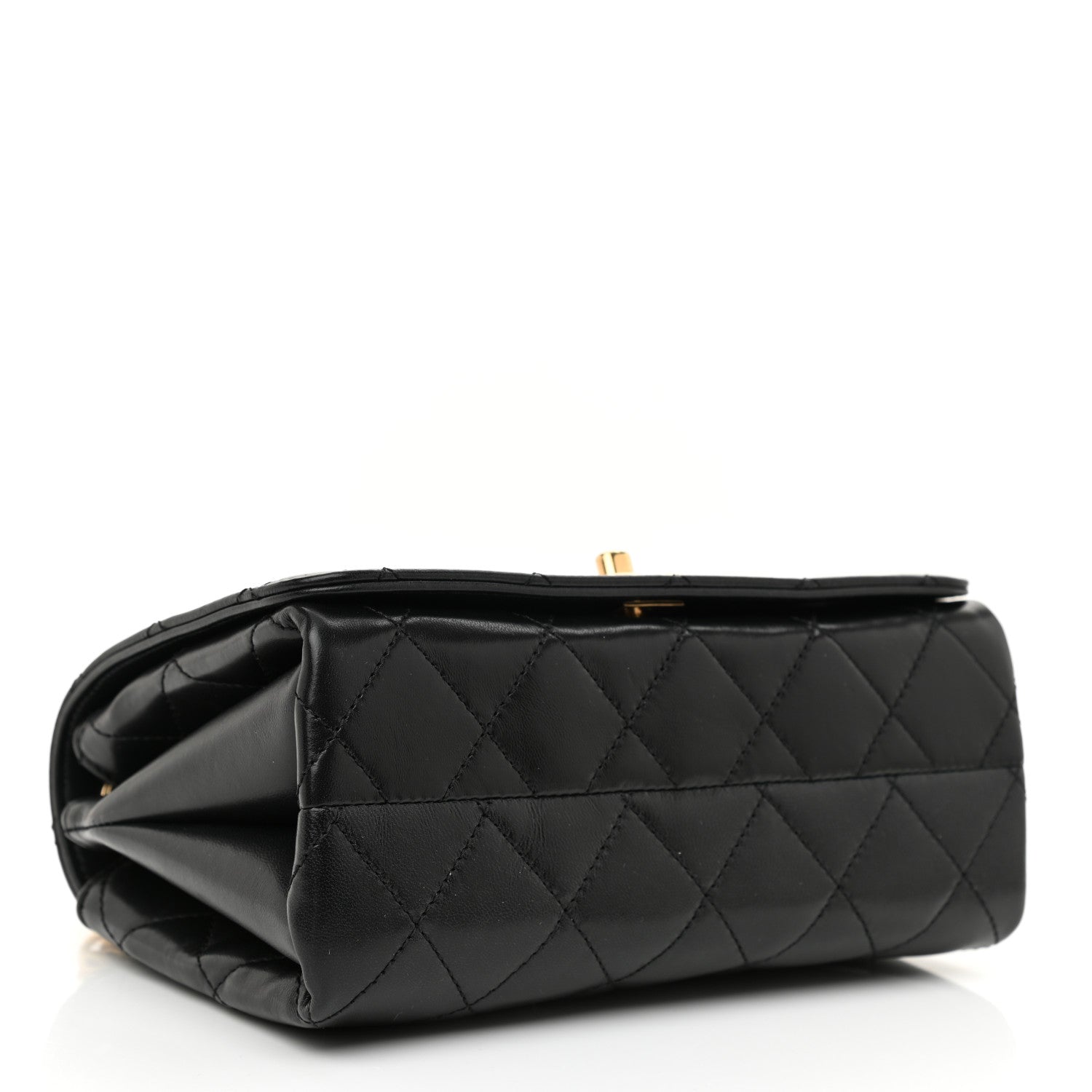 Chanel Lambskin Enamel Quilted Logo Flap Black 3 of 10