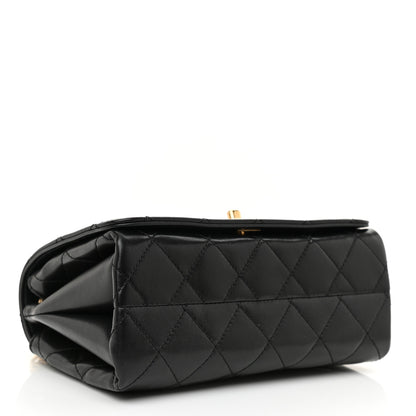 Chanel Lambskin Enamel Quilted Logo Flap Black 3 of 10