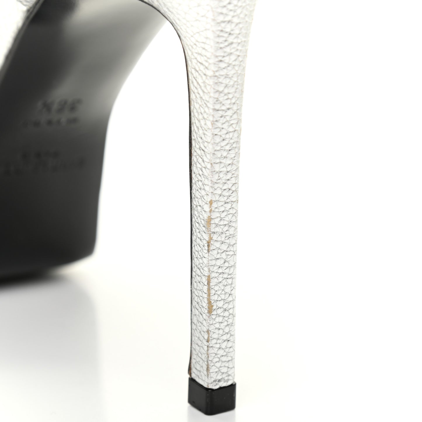Metallic Grained Calfskin Janis 105 D'Orsay Pumps 36.5 Argento