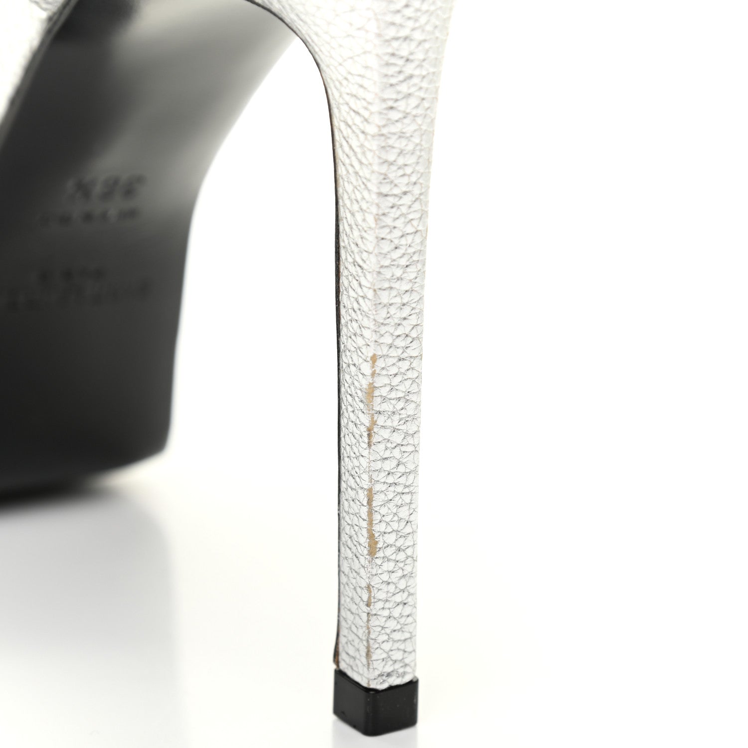 Saint Laurent Metallic Grained Calfskin Janis 105 D'Orsay Pumps 36.5 Argento 17 of 18