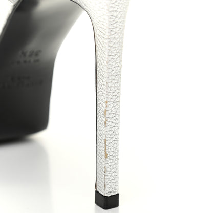 Saint Laurent Metallic Grained Calfskin Janis 105 D'Orsay Pumps 36.5 Argento 17 of 18